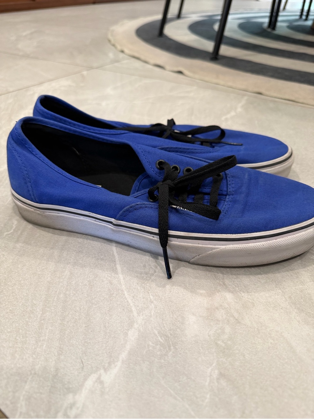 Vans Men's Canvas Lace-Up Sneakers in Royal Blue with Black Laces